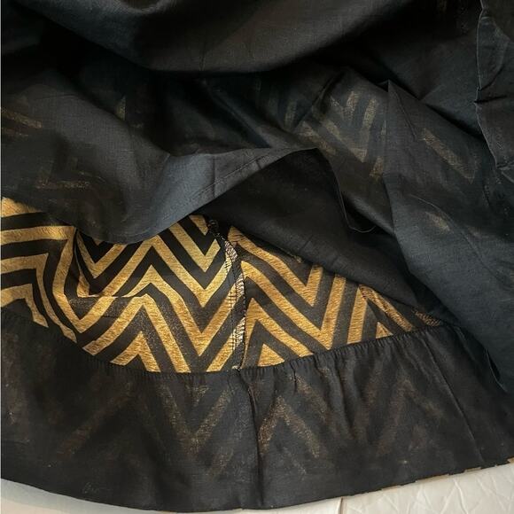 Gajra Gang Black W Metallic Bronze Chevron Event Party Maxi Skirt NWOT Size 8 - Picture 7 of 11